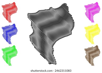 Eisenstadt city and district (Republic of Austria or Österreich, Burgenland state) map vector illustration, scribble sketch Kismarton, Željezni grad or Željezno map