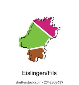 Eislingen Fils City of German map vector illustration, vector template with outline graphic sketch style isolated on white background