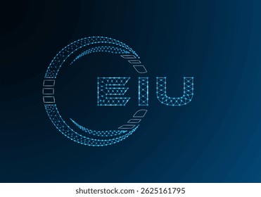 Logo-Vektordesign mit niedrigem Poly-Buchstaben EIU. Design des unteren Poly-Logos der EIU Low-Poly-Logo