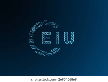 EIU low poly letter logo vector design. EIU lower poly logo design. EIU unique low poly logo design.