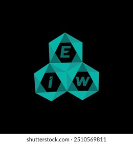 Logotipo minimalista creativo de la letra de EIW. Diseño único del logotipo de la letra del alfabeto de las iniciales del Vector de EIW
