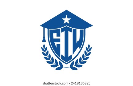 EIW initial letter academic logo design vector template. monogram, abstract, school, college, university, graduation, symbol, shield, model, institute, educational, coaching canter, tech, sign, badge