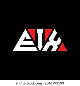EIX triangle letter logo design with triangle shape. EIX triangle logo design monogram. EIX triangle vector logo template with red color. EIX triangular logo Simple, Elegant, and Luxurious design.