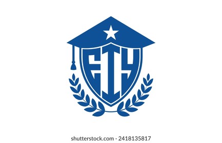 EIY initial letter academic logo design vector template. monogram, abstract, school, college, university, graduation, symbol, shield, model, institute, educational, coaching canter, tech, sign, badge