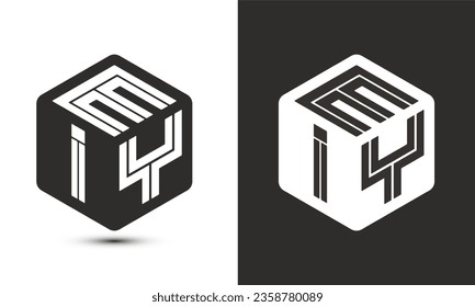EIY letter logo design with illustrator cube logo, vector logo modern alphabet font overlap style. Premium Business logo icon. White color on black background