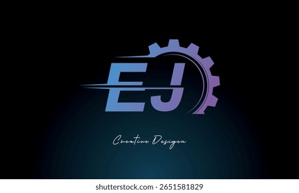 EJ Gear Fusion Logo – Industrial Tech-Inspired Letter mark Futuristic Industrial Letter Mark Design for Technology and Engineering Brands.