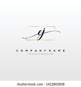 EJ handwriting initial logo template vector.