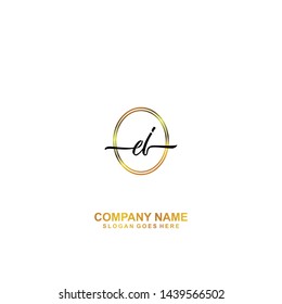 EJ handwriting logo template vector