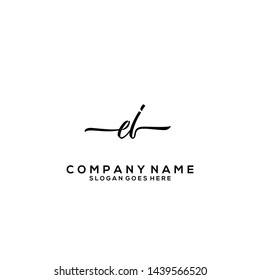 EJ handwriting logo template vector