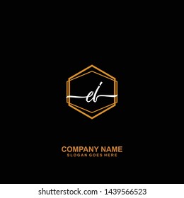 EJ handwriting logo template vector