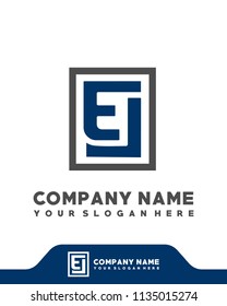 EJ initial box letter logo template vector
