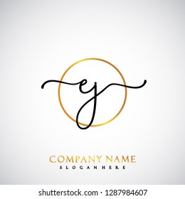 EJ Initial Handwriting logo template vector