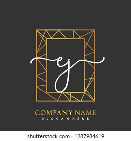 EJ Initial Handwriting logo template vector