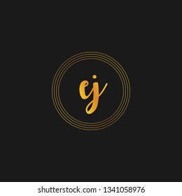 EJ  Initial Handwriting logo template vector