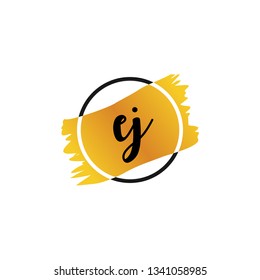 EJ  Initial Handwriting logo template vector