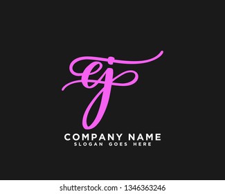 EJ Initial Handwriting Logo Vector