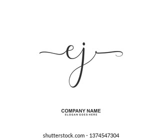 EJ Initial handwriting logo vector