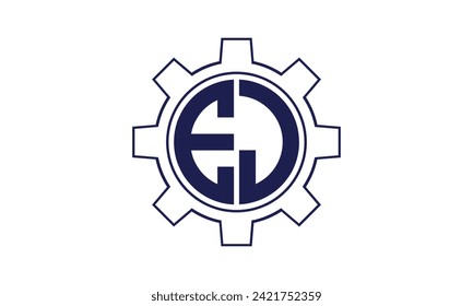 EJ initial letter mechanical circle logo design vector template. industrial, engineering, servicing, word mark, letter mark, monogram, construction, business, company, corporate, commercial, geometric