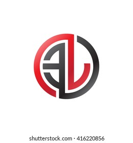 EJ initial letters linked circle logo red black