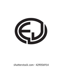 EJ initial letters looping linked ellipse monogram logo
