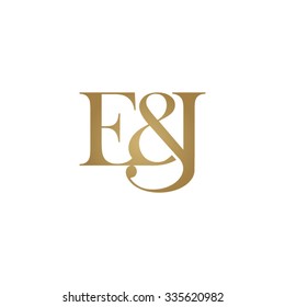 E&J Initial logo. Ampersand monogram golden logo