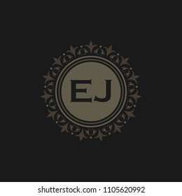 EJ initial logo. Luxury ornament crown logo.
