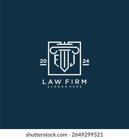 EJ initial monogram logo for lawfirm with pillar design in creative square