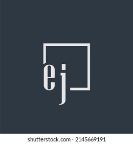 EJ initial monogram logo with rectangle style dsign