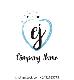 EJ initial signature logo. handwriting logo template vector,