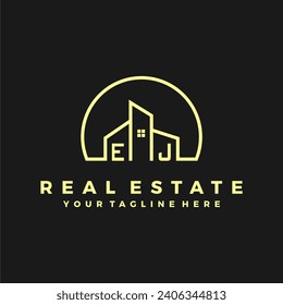 EJ initials homes modern building company logo vector.eps