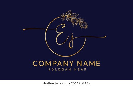 EJ J E initial signature logo template vector