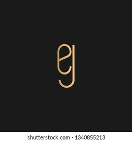 EJ or JE logo vector. Initial letter logo, golden text on black background