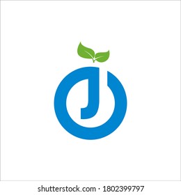 EJ leaf logo design vector sign