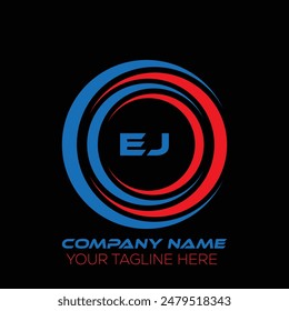 EJ letter logo creative design. EJ unique design. EJ letter logo design on black background.