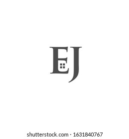 
EJ letter logo with a window symbol. logos for real estate companies