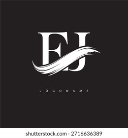 EJ Letter Monogram Logo with Brush Stroke for Modern Brand Identity