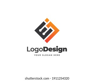 EJ letter tech logo vector. Creative modern tech logo design