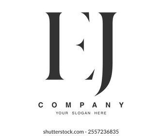 EJ logo design. Initial letter e and j serif font style. Creative classic company name typography. Trendy logotype or identity. Vector illustration.