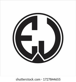 EJ Logotipo de círculo monográfico con estilo de cinta de la pieza sobre fondo blanco