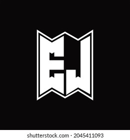 Monograma del logotipo EJ con plantilla de diseño de estilo emblemático sobre fondo negro