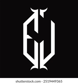 EJ Logo monogram hexagon shield with horn shape design template