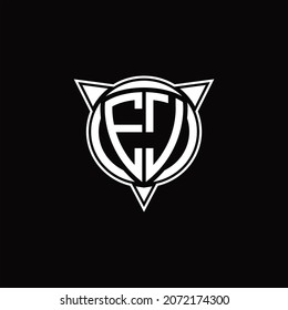 Monograma del logotipo EJ aislado con forma de círculo y tres plantillas de diseño de flecha