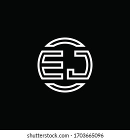 EJ logo monogram with negative space circle rounded design template