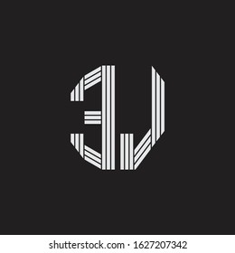 EJ Logo monogram with outline style linked isolated on black background