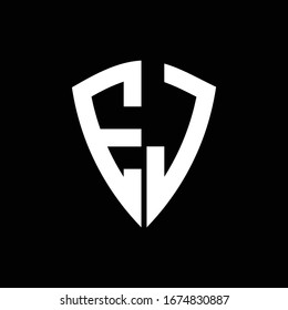 EJ logo monogram with shield shape design template
