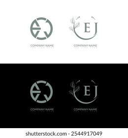 EJ minimalist and classic logo set design. EJ monogram circle shape vector. EJ unique design.
