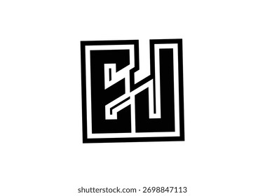 EJ Modern Monogram Logo Design with Bold Geometric Shape and Minimal Frame.