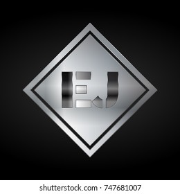 EJ Monogram, Silver Logo, Metal Logo, Luxury, Elegant, Abstract, square