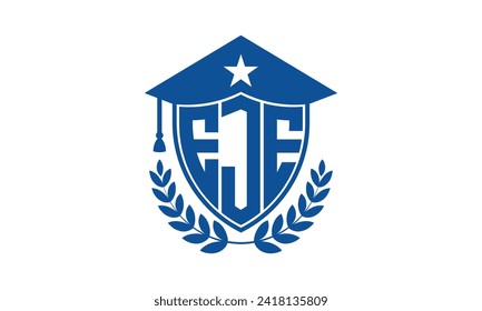 EJE initial letter academic logo design vector template. monogram, abstract, school, college, university, graduation, symbol, shield, model, institute, educational, coaching canter, tech, sign, badge