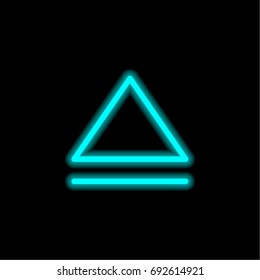 Eject blue glowing neon ui ux icon. Glowing sign logo vector